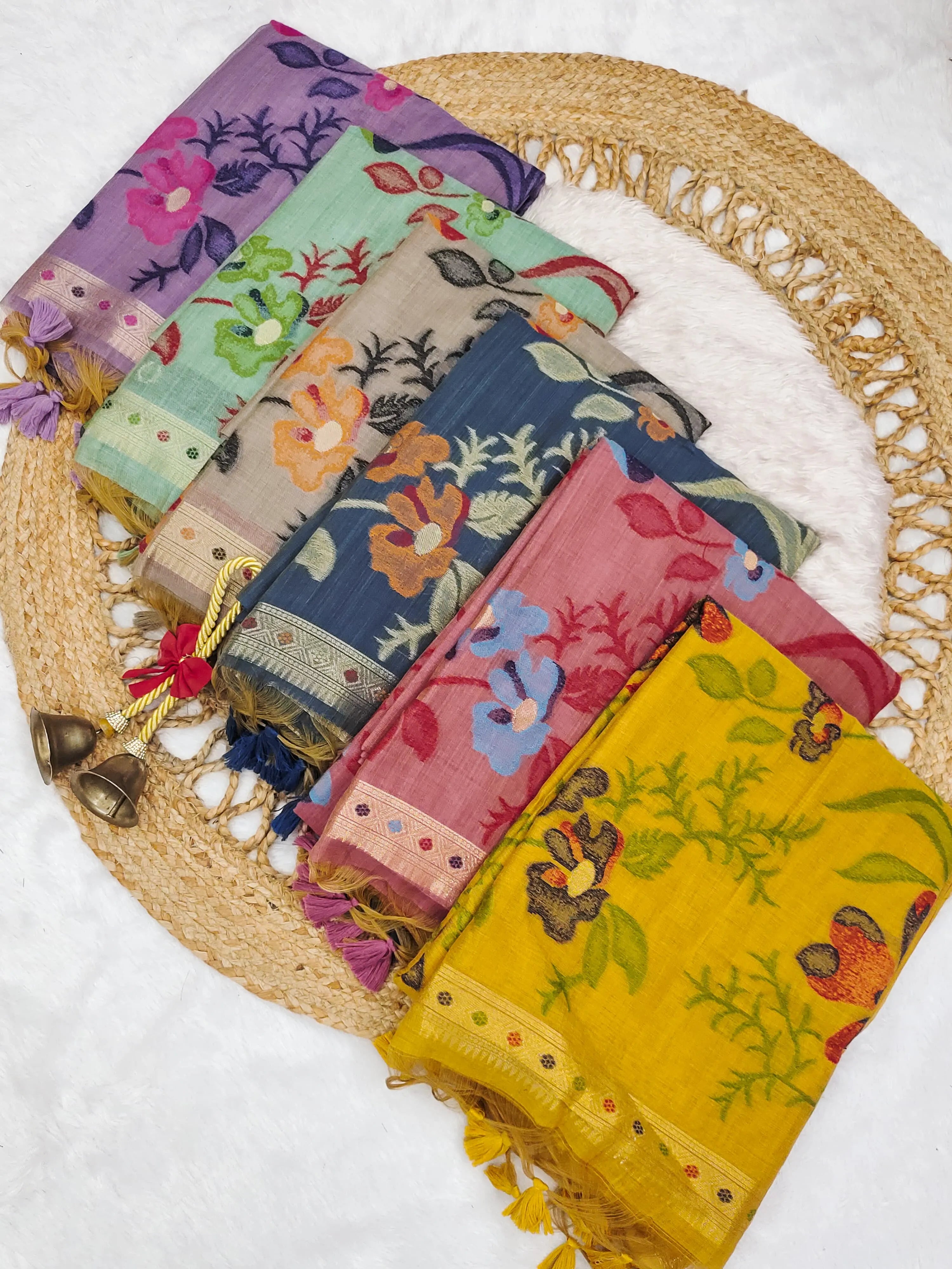 Muga Cotton Saree with Colorful Resham Weave