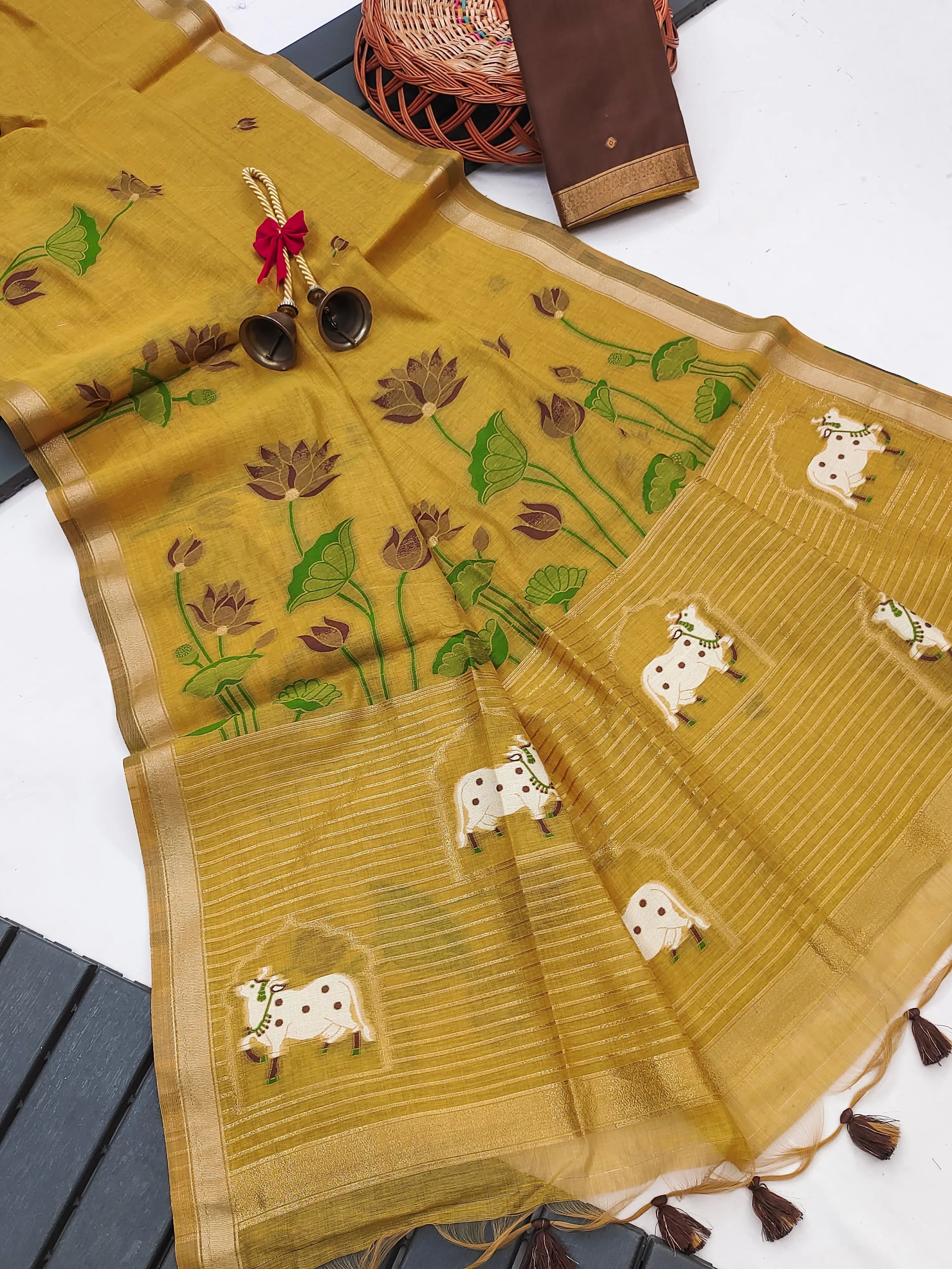 Premium Soft Muga Cotton Pichwai Saree