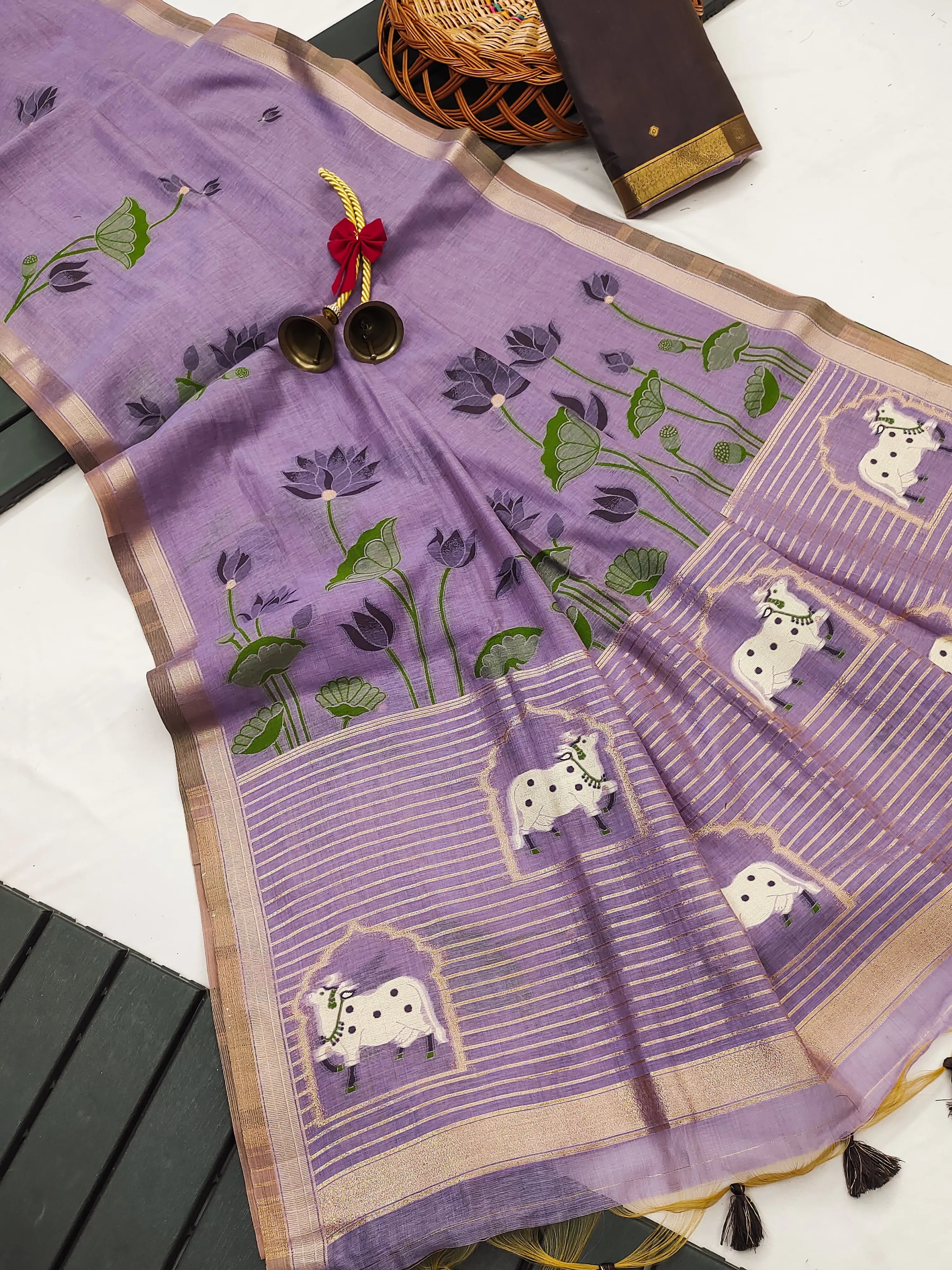 Premium Soft Muga Cotton Pichwai Saree