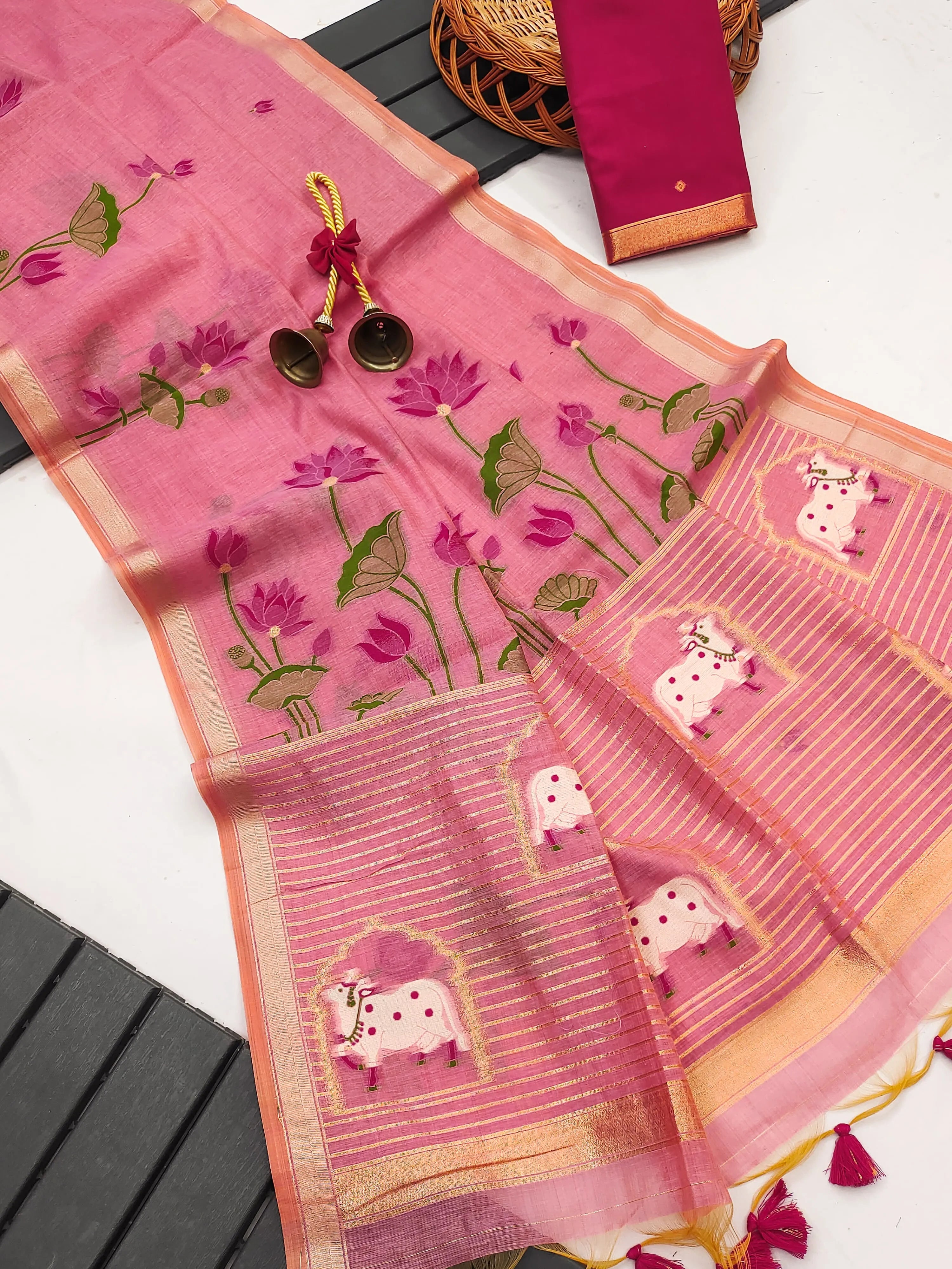 Premium Soft Muga Cotton Pichwai Saree