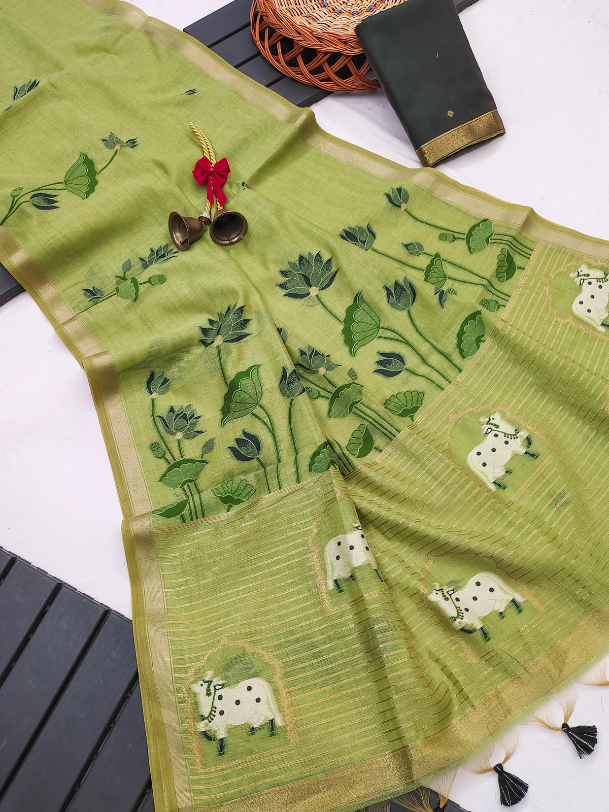 Premium Soft Muga Cotton Pichwai Saree