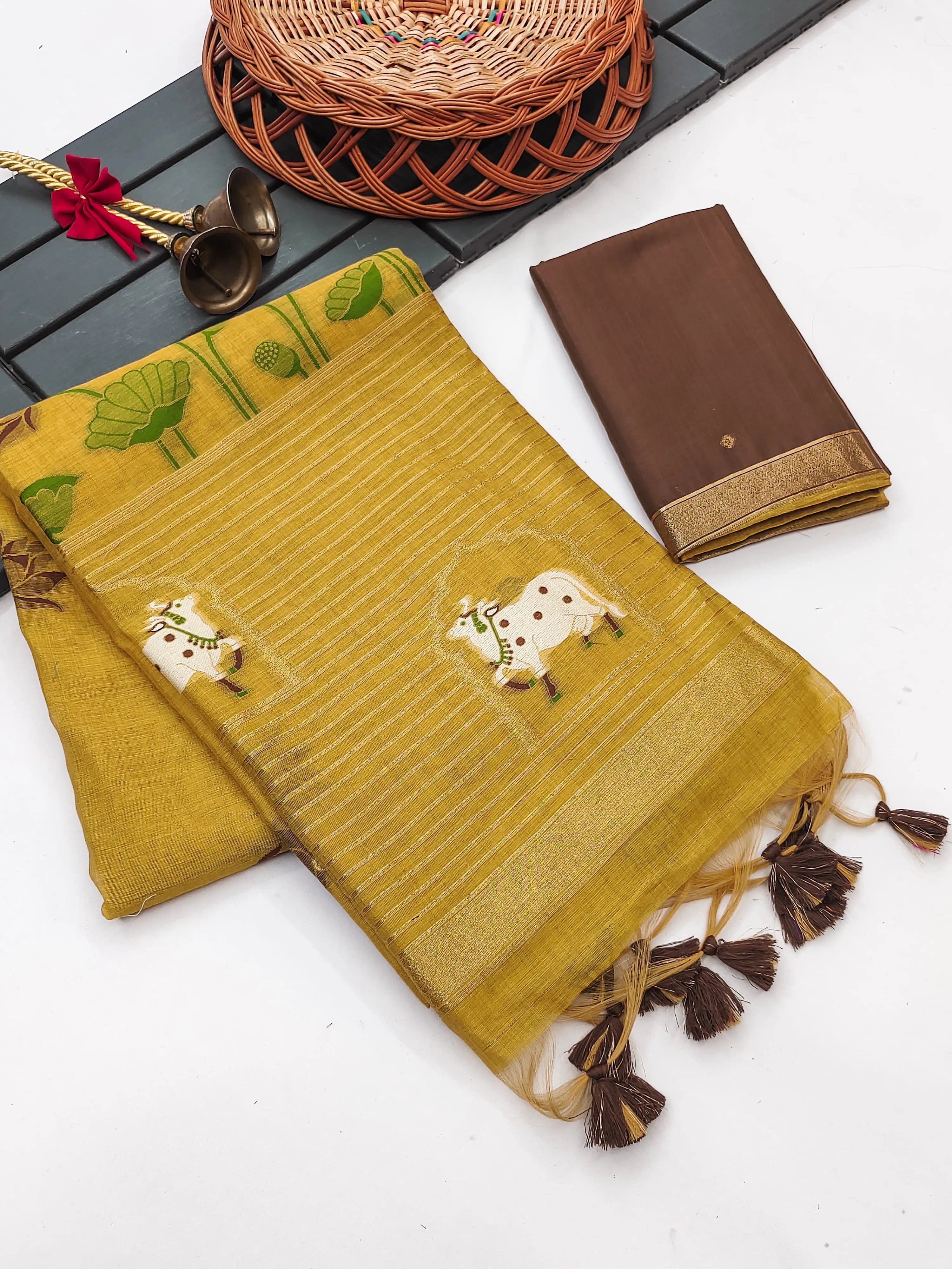 Premium Soft Muga Cotton Pichwai Saree