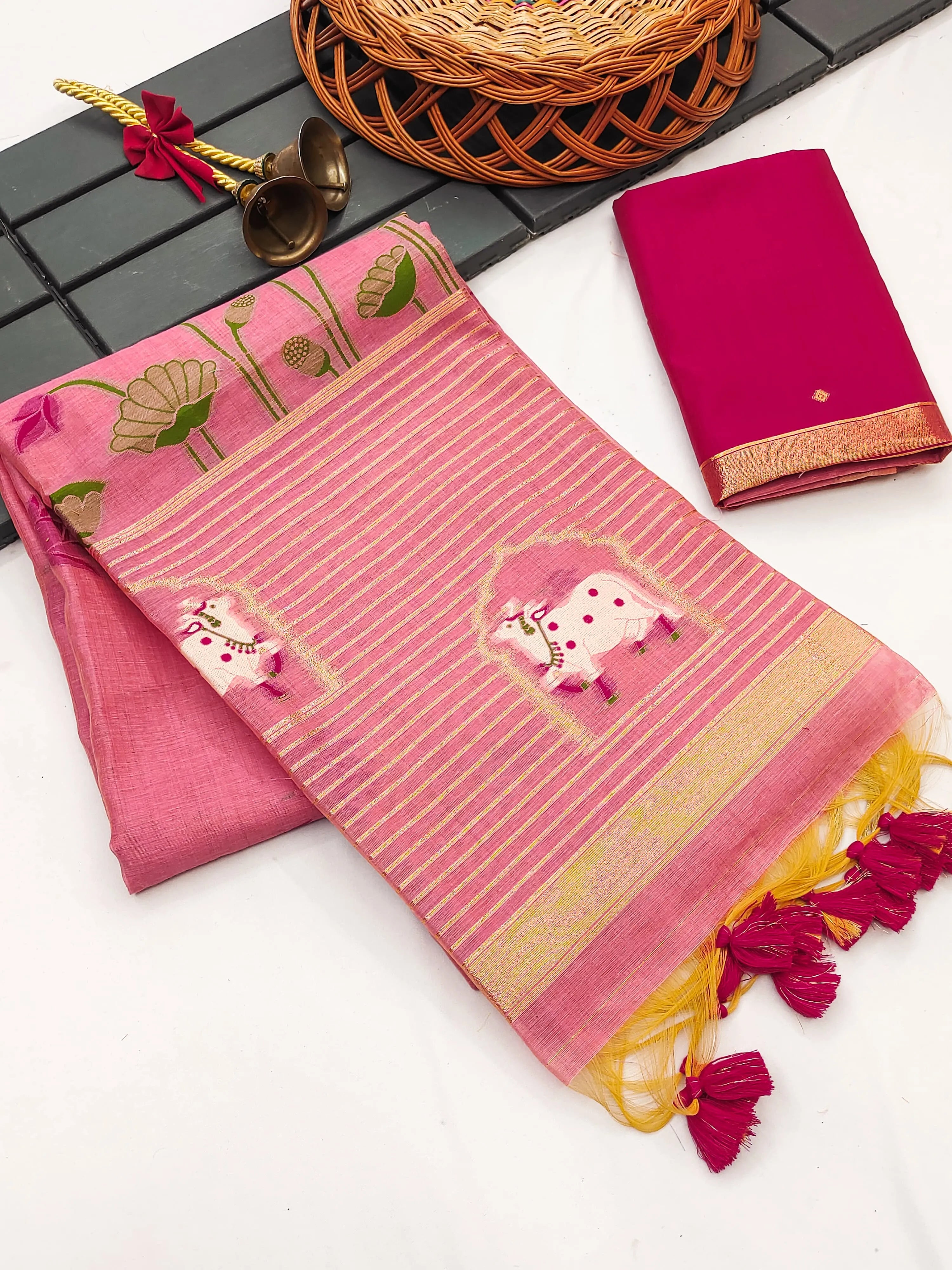 Premium Soft Muga Cotton Pichwai Saree