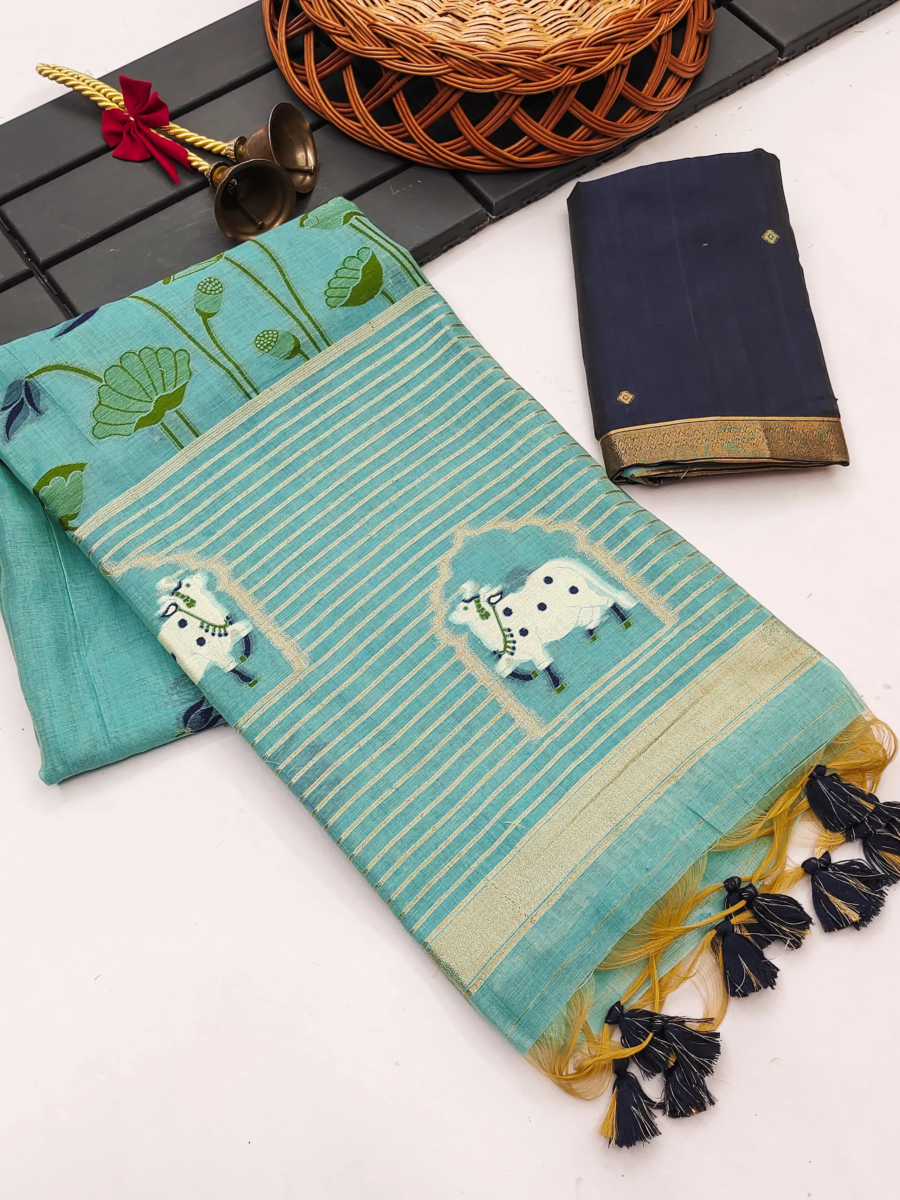 Premium Soft Muga Cotton Pichwai Saree