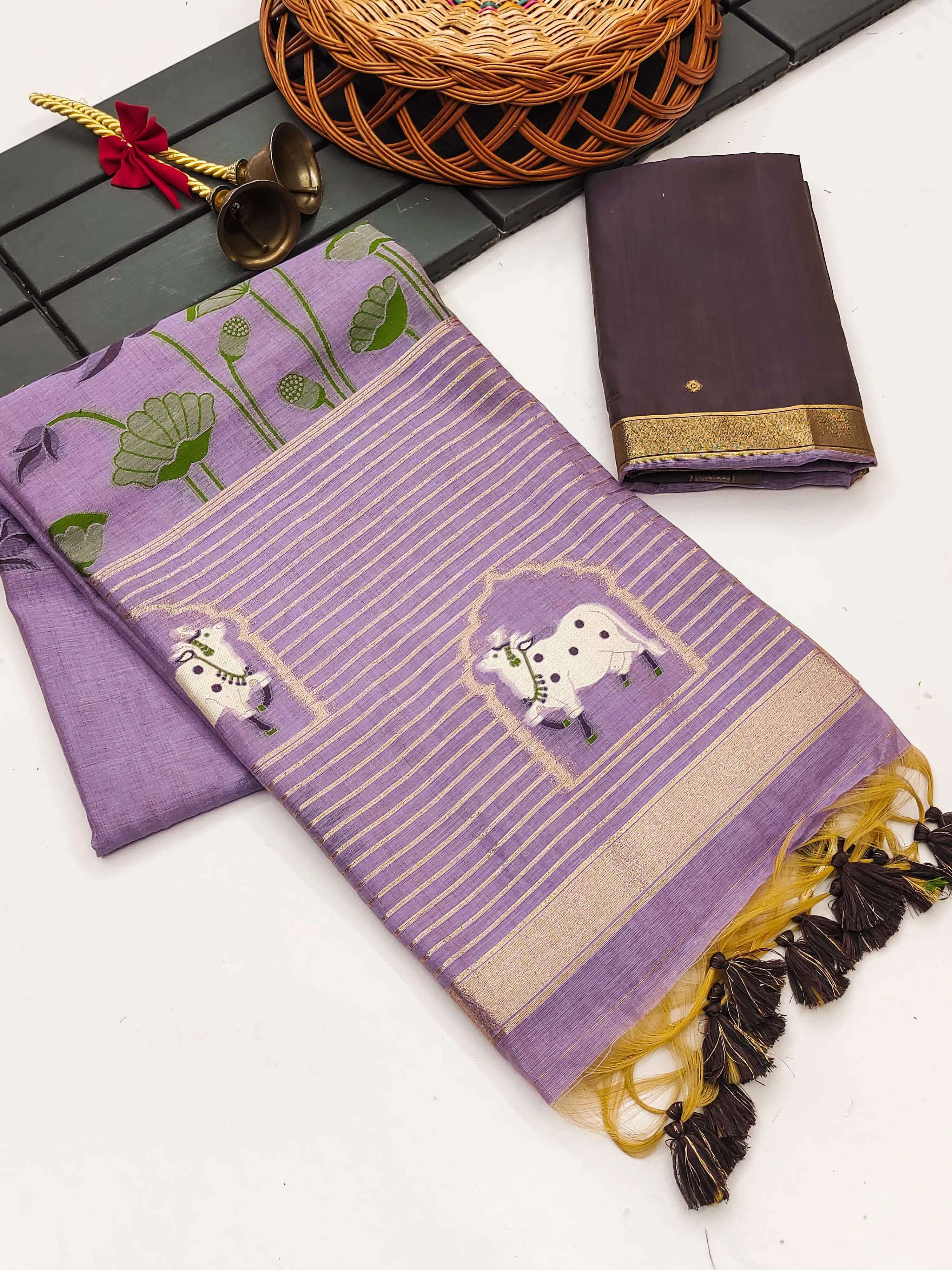 Premium Soft Muga Cotton Pichwai Saree