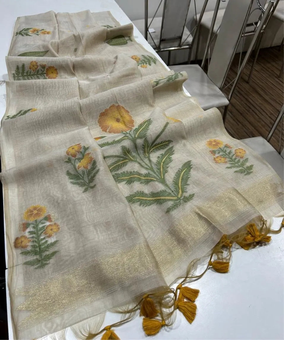 Premium soft Muga Cotton Saree