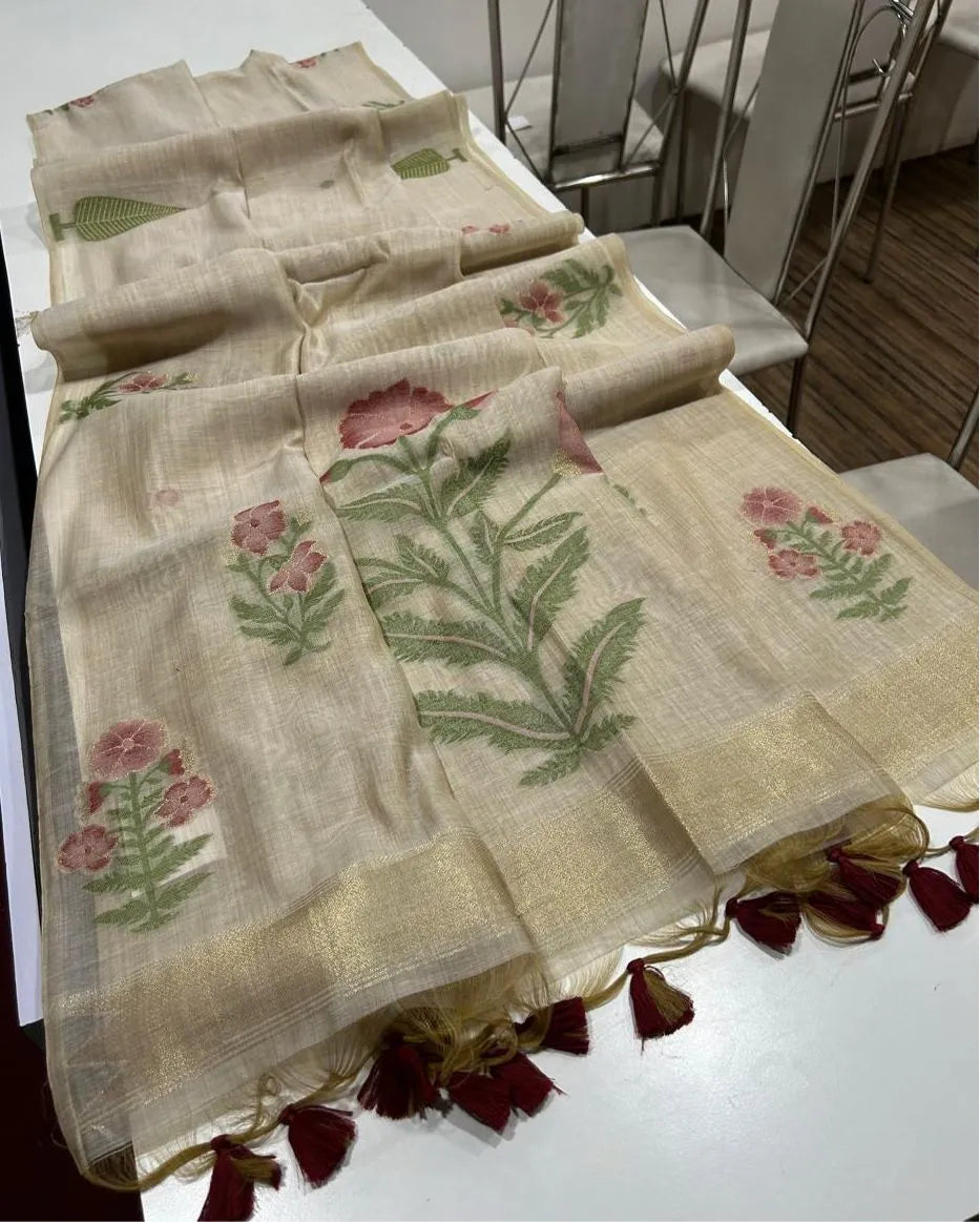 Premium soft Muga Cotton Saree