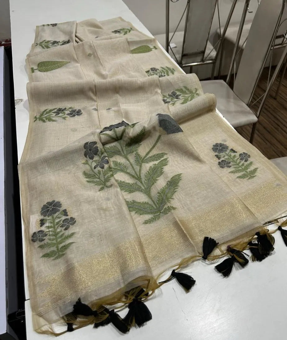 Premium soft Muga Cotton Saree