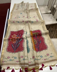 Premium Muga Cotton Resham Floral Pallu Saree