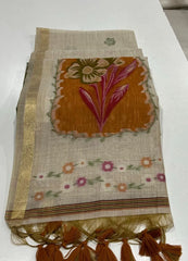 Premium Muga Cotton Resham Floral Pallu Saree