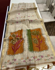Premium Muga Cotton Resham Floral Pallu Saree