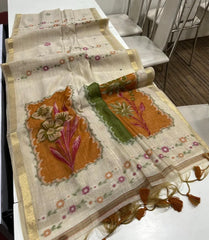 Premium Muga Cotton Resham Floral Pallu Saree