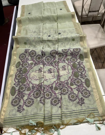 Soft Muga Cotton Colorful Pallu Saree