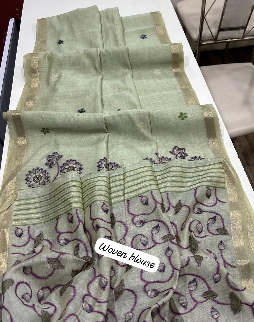 Soft Muga Cotton Colorful Pallu Saree