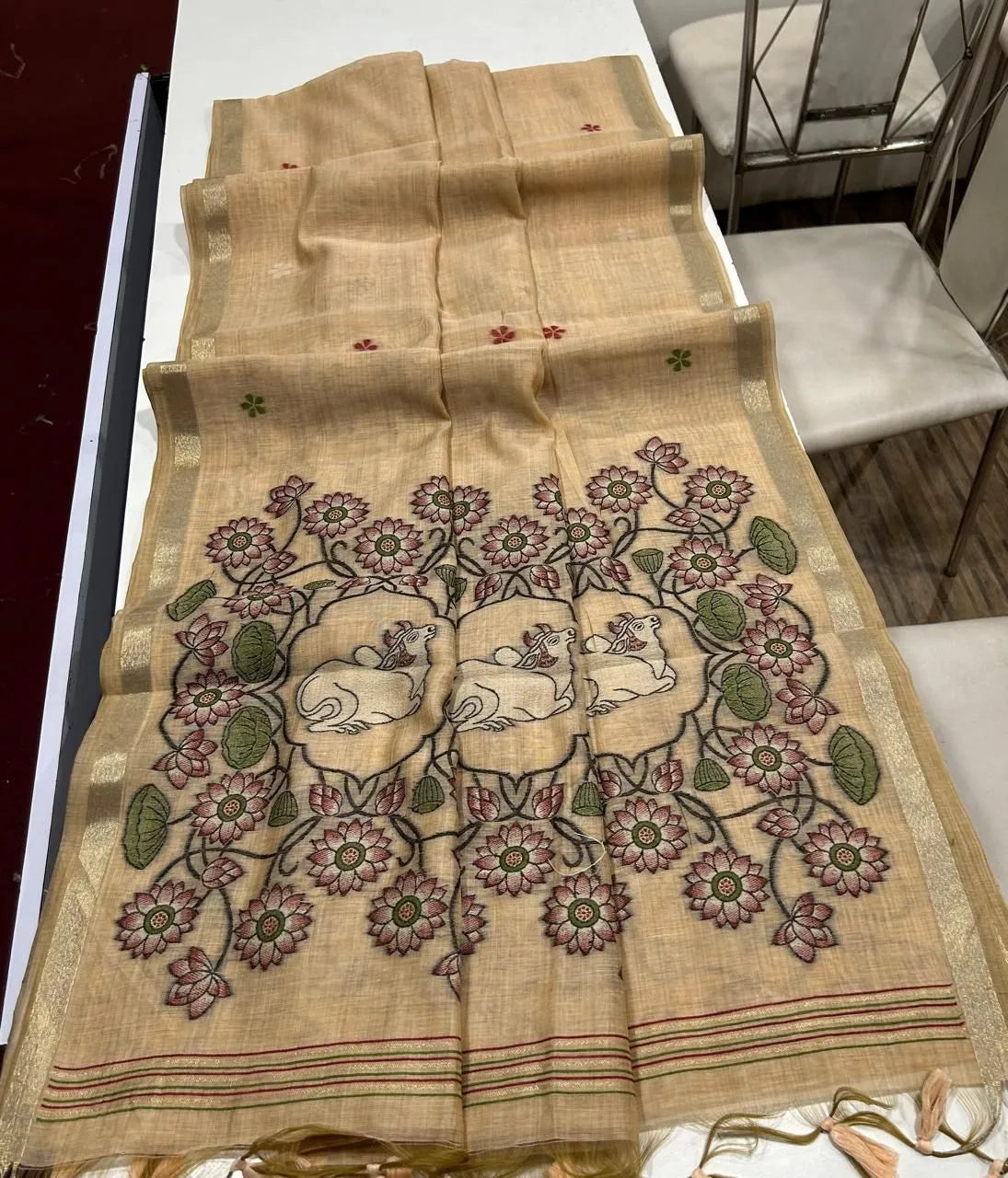 Soft Muga Cotton Colorful Pallu Saree