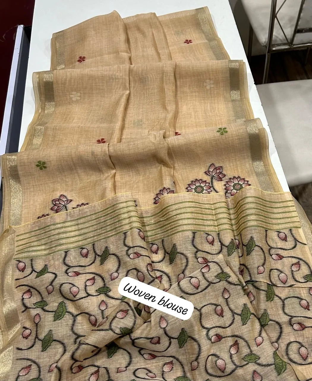 Soft Muga Cotton Colorful Pallu Saree