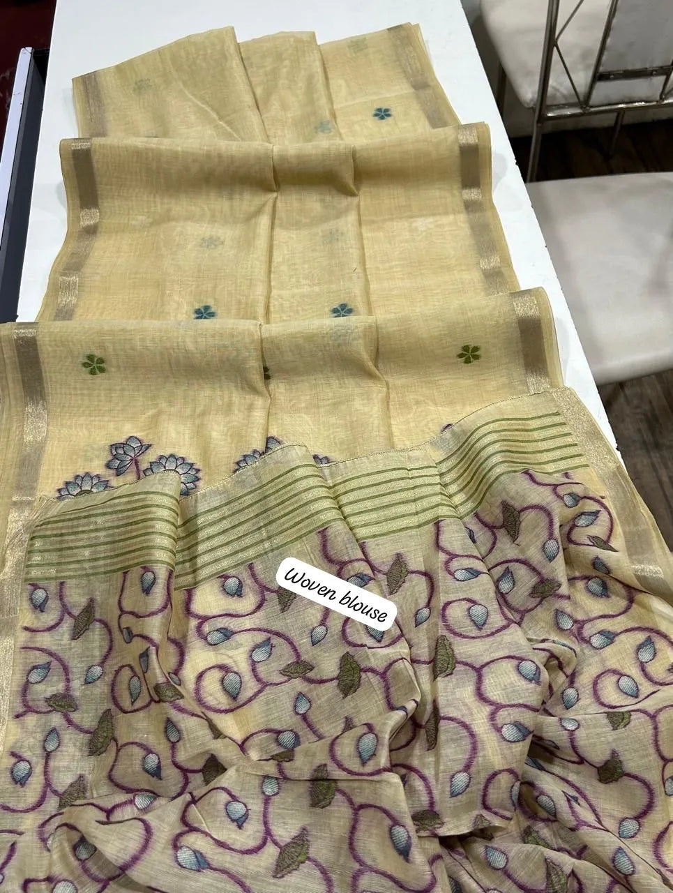 Soft Muga Cotton Colorful Pallu Saree