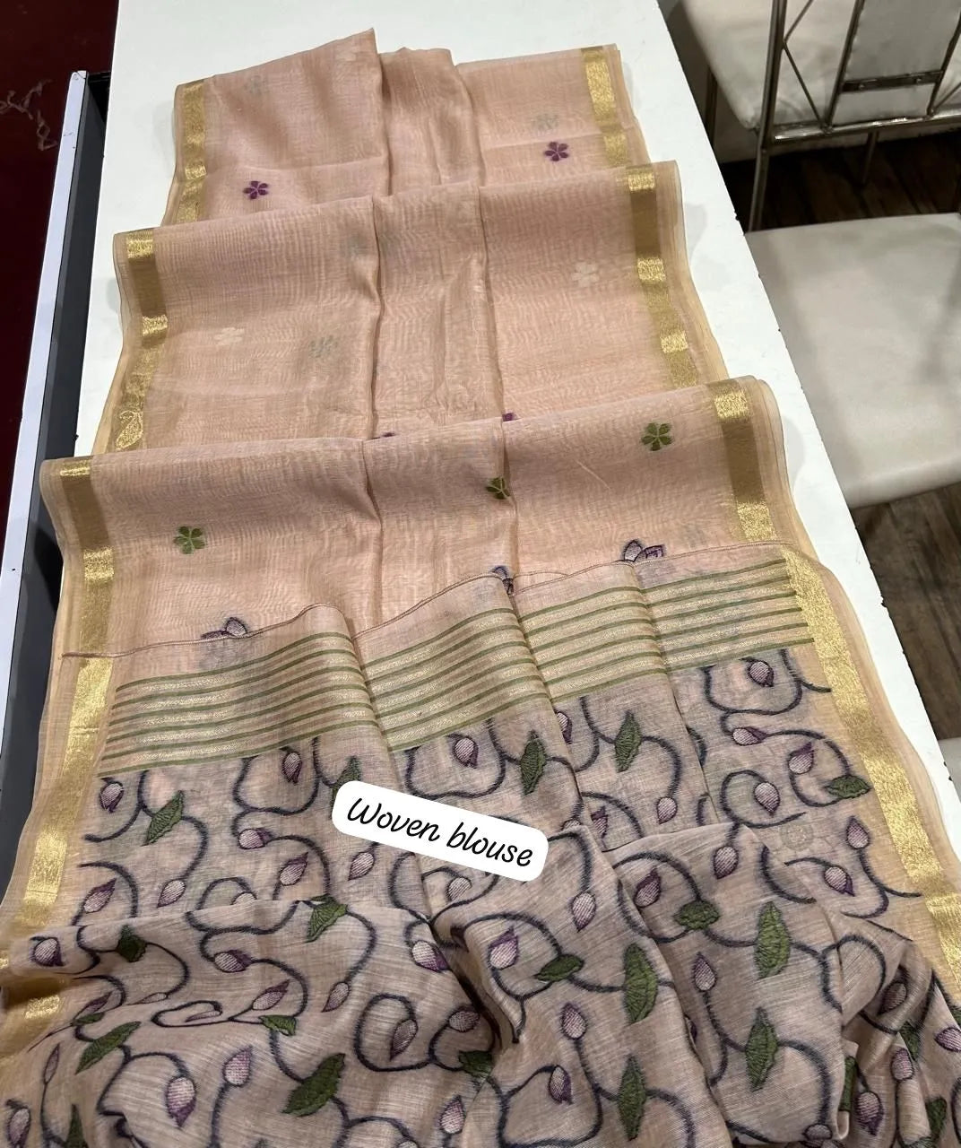 Soft Muga Cotton Colorful Pallu Saree