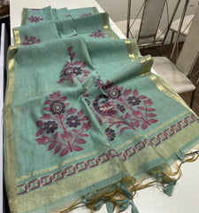 Classic Floral Paithani Type Muga Cotton Saree