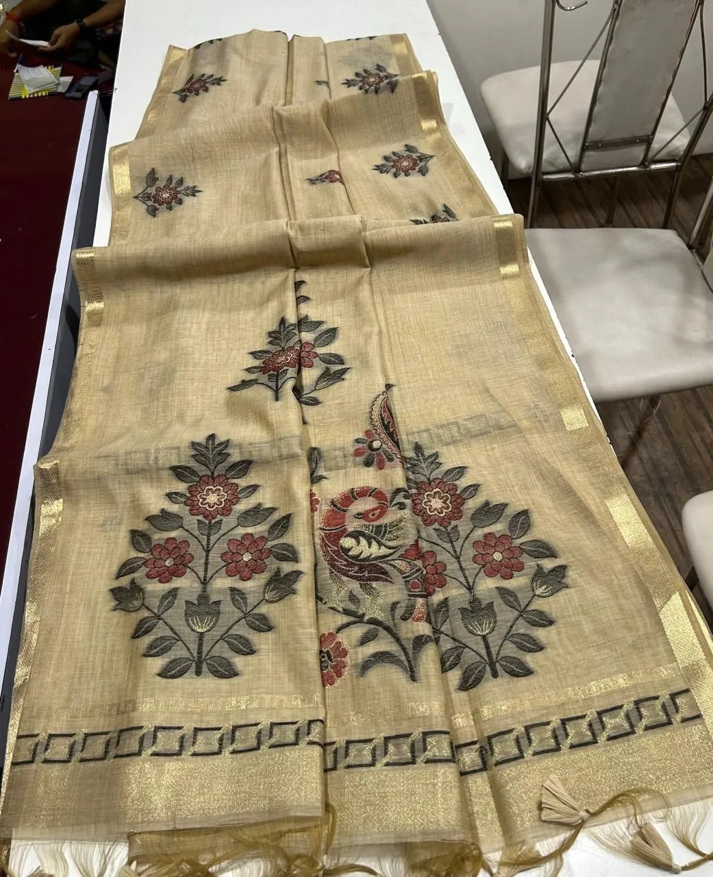 Classic Floral Paithani Type Muga Cotton Saree