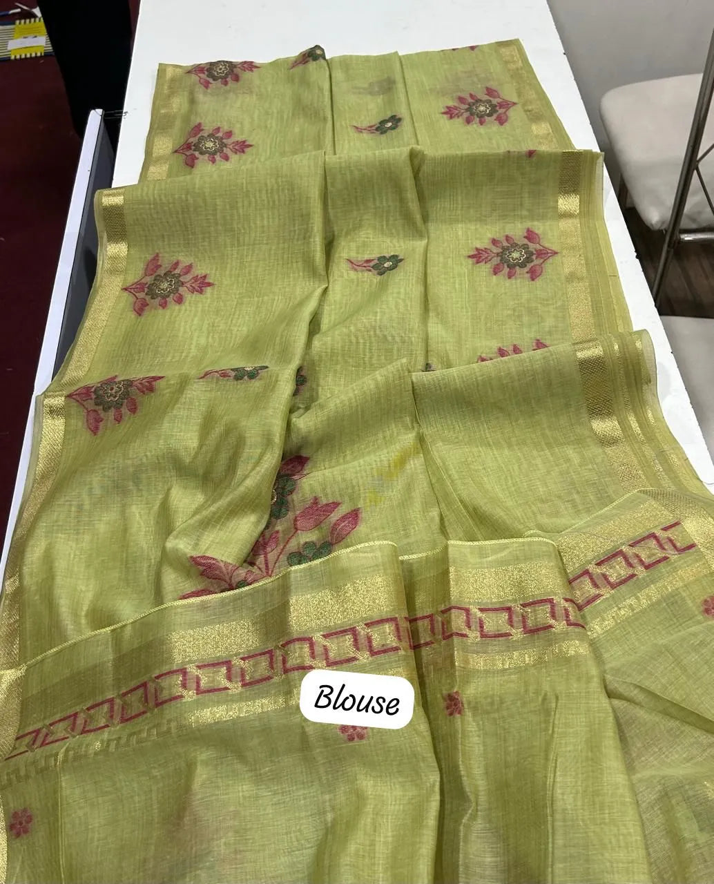 Classic Floral Paithani Type Muga Cotton Saree