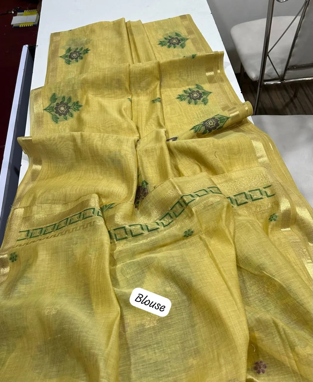 Classic Floral Paithani Type Muga Cotton Saree