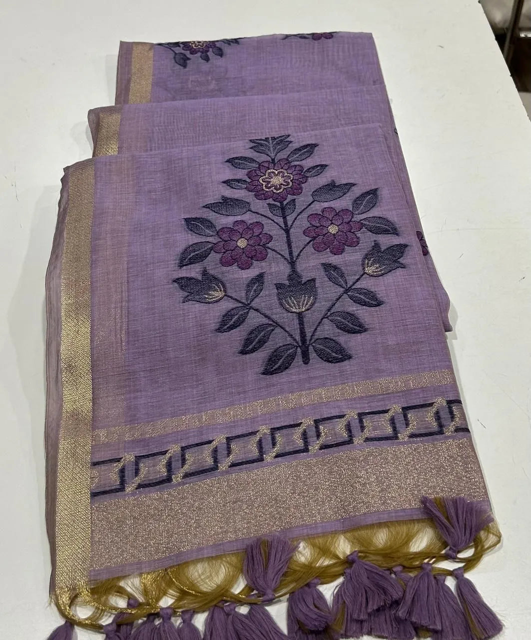 Classic Floral Paithani Type Muga Cotton Saree