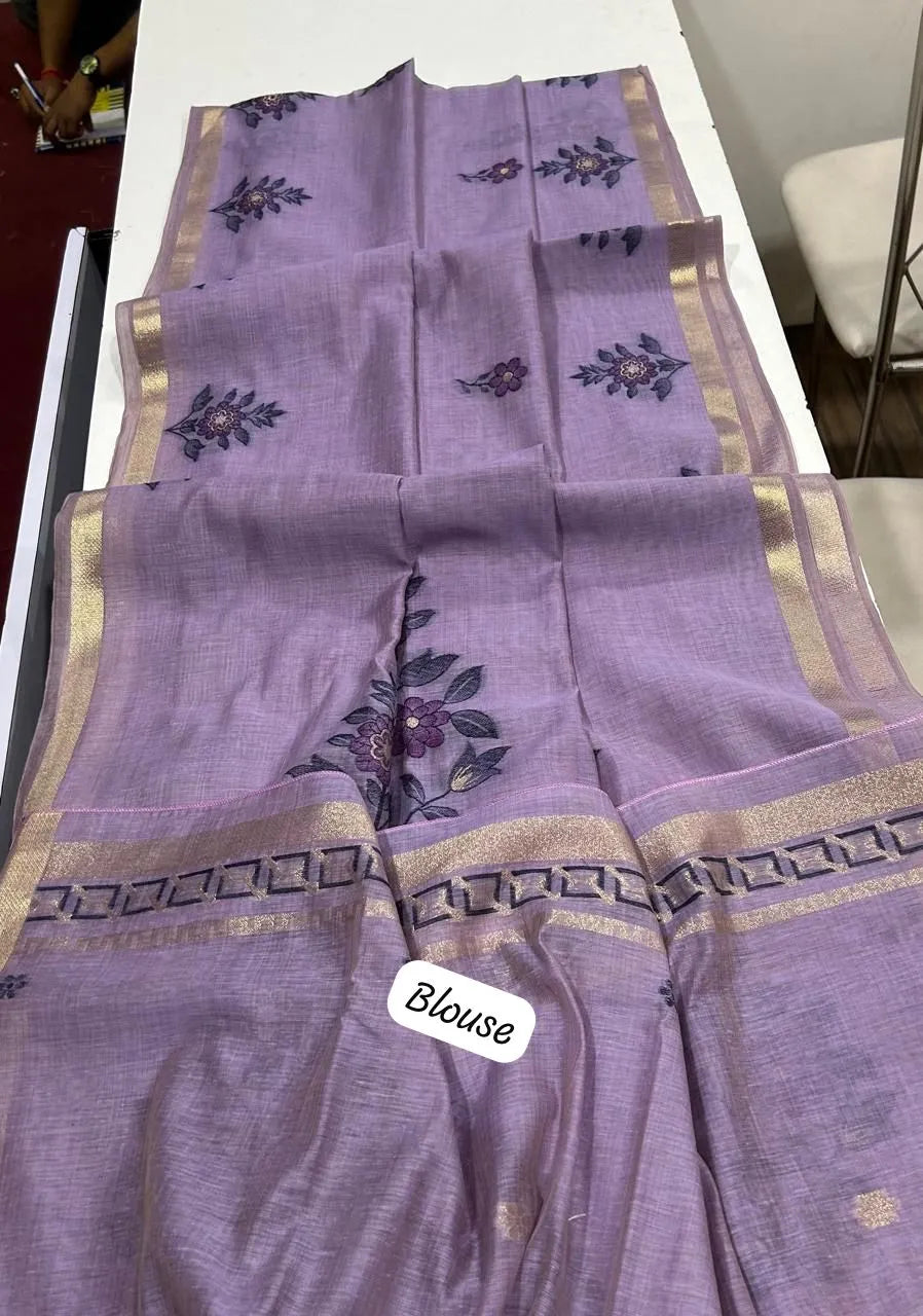 Classic Floral Paithani Type Muga Cotton Saree