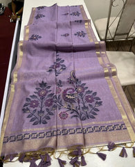 Classic Floral Paithani Type Muga Cotton Saree