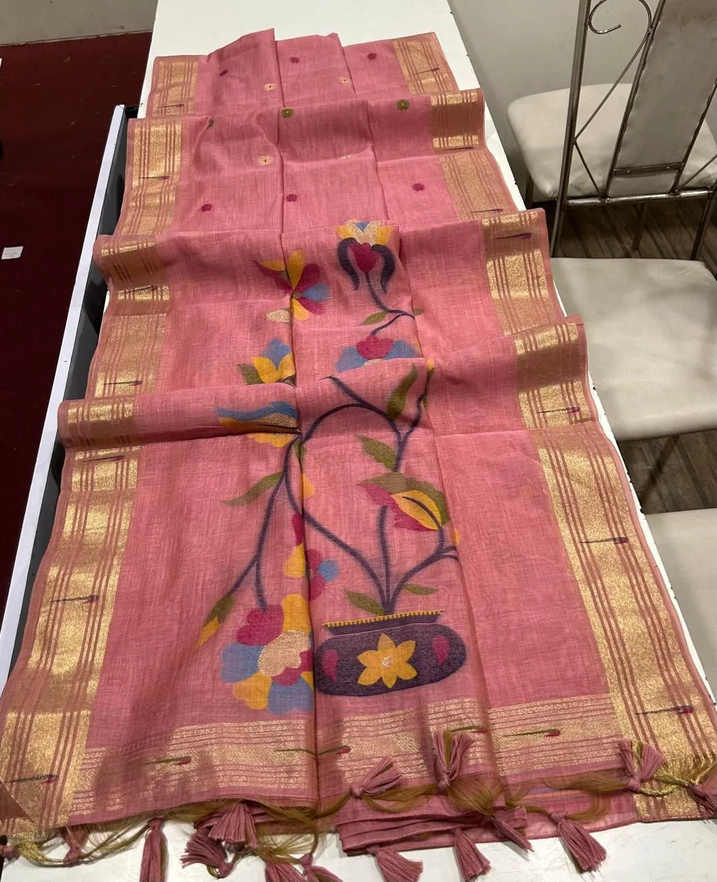 Premium Soft Paithani Type Muga Cotton Saree