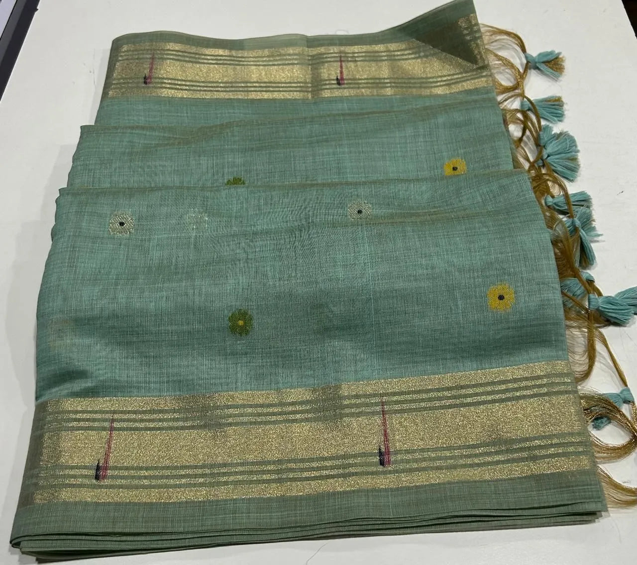 Premium Soft Paithani Type Muga Cotton Saree