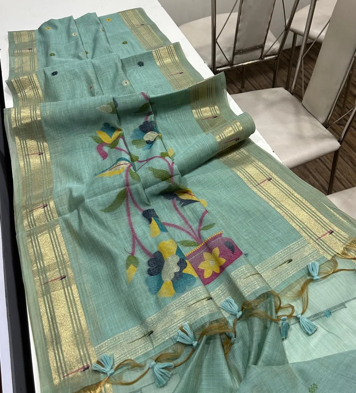 Premium Soft Paithani Type Muga Cotton Saree