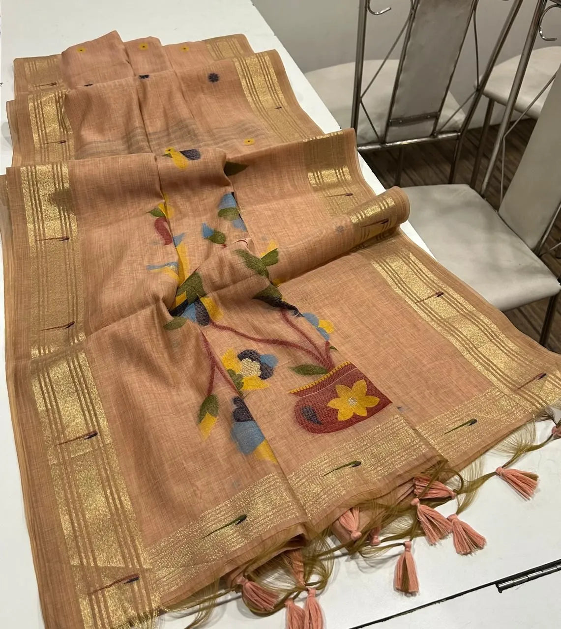 Premium Soft Paithani Type Muga Cotton Saree