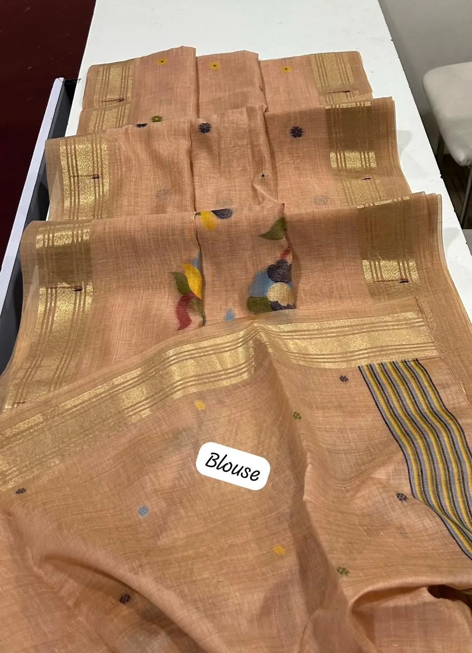 Premium Soft Paithani Type Muga Cotton Saree