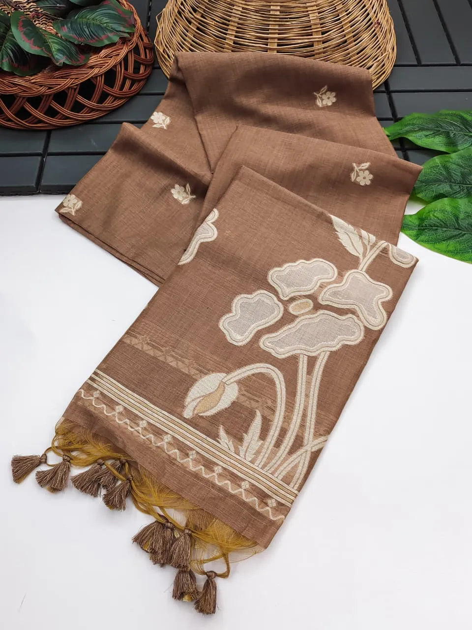 Premium Muga Cotton Floral Saree