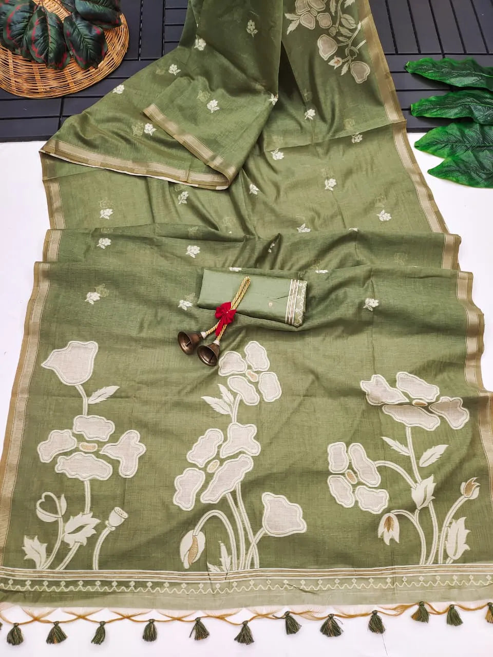Premium Muga Cotton Floral Saree