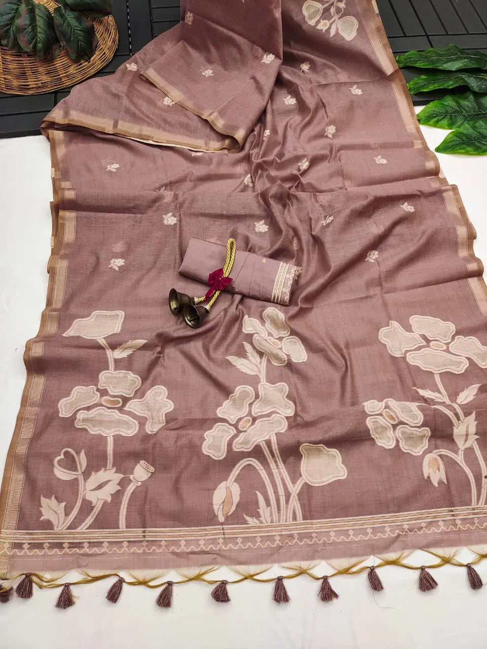 Premium Muga Cotton Floral Saree