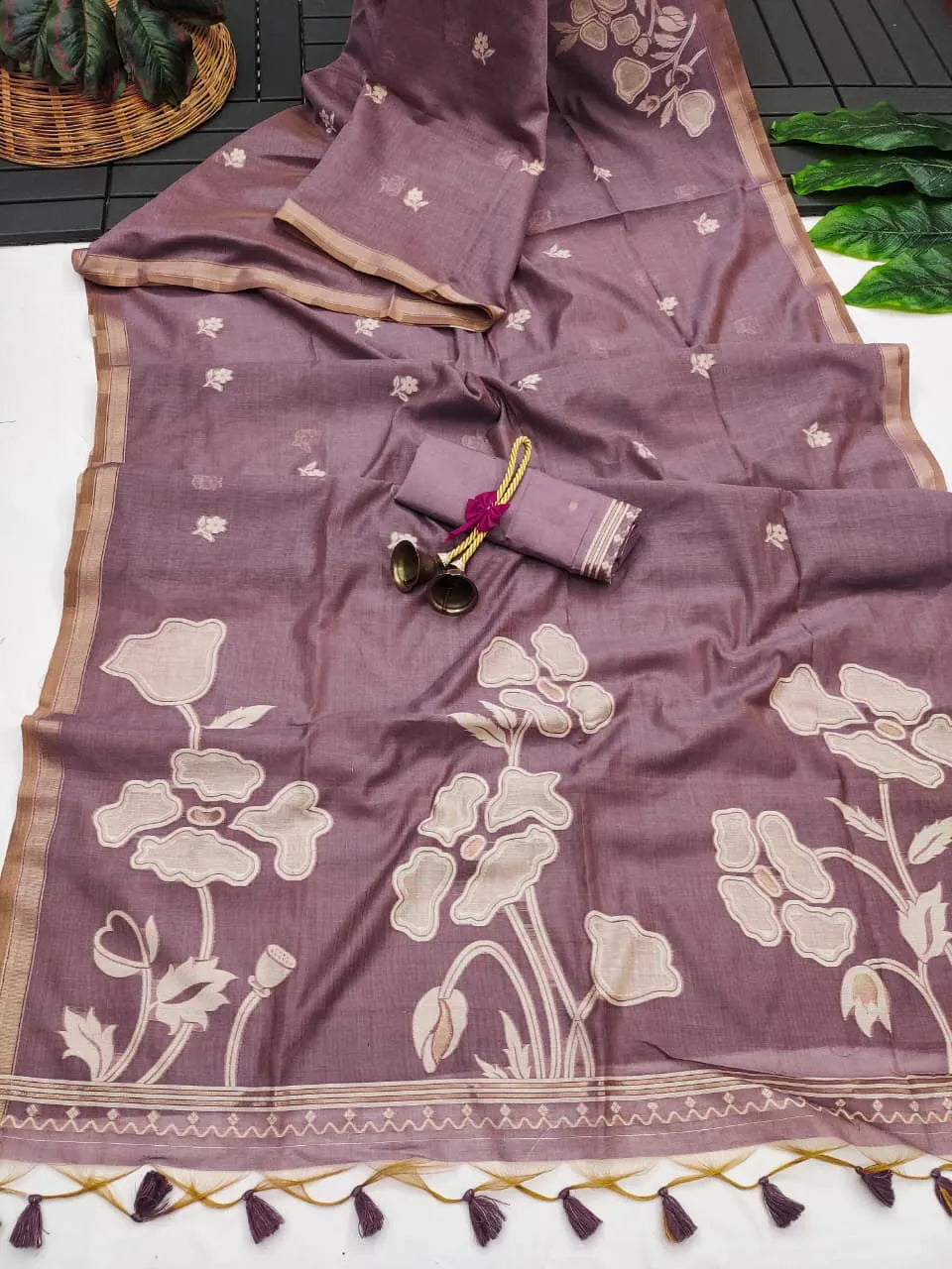 Premium Muga Cotton Floral Saree
