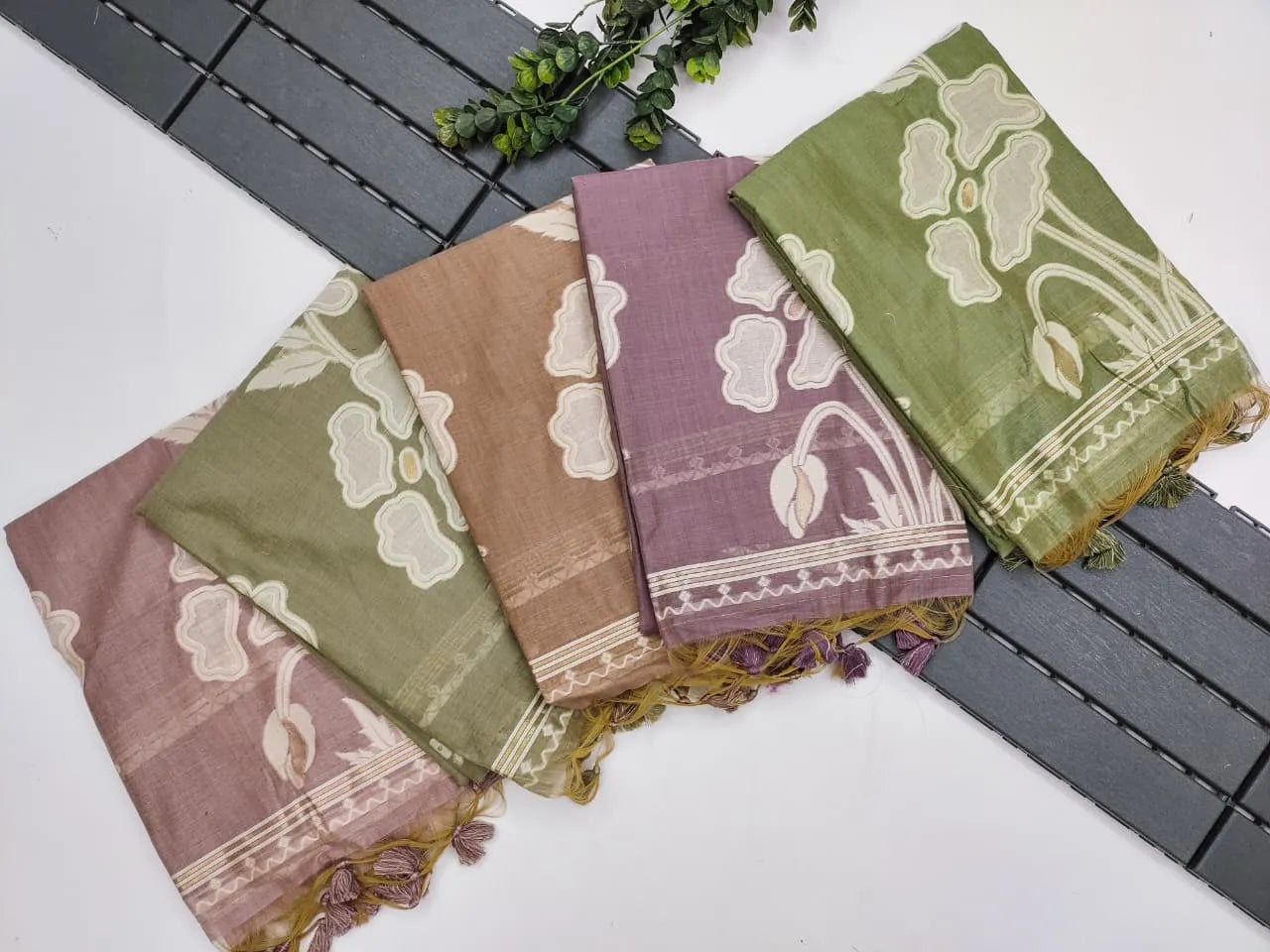 Premium Muga Cotton Floral Saree