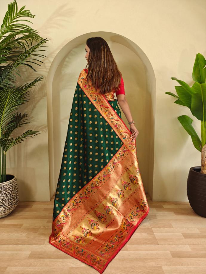 Paithani Silk Traditional Zari Weaving Rich Pallu Saree