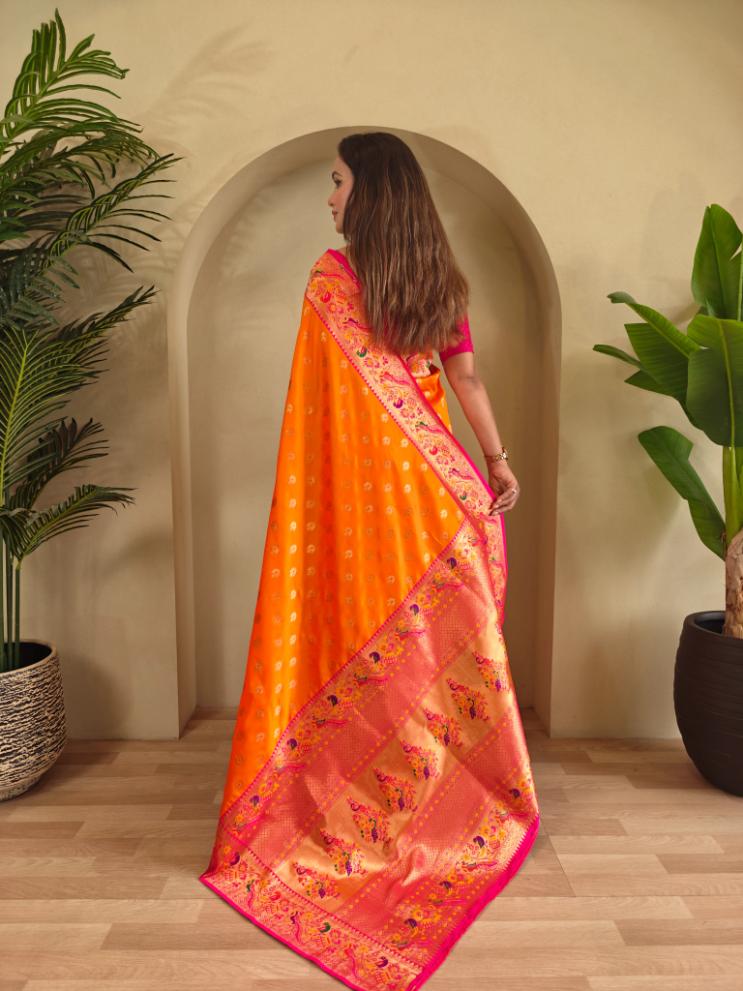 Paithani Silk Traditional Zari Weaving Rich Pallu Saree