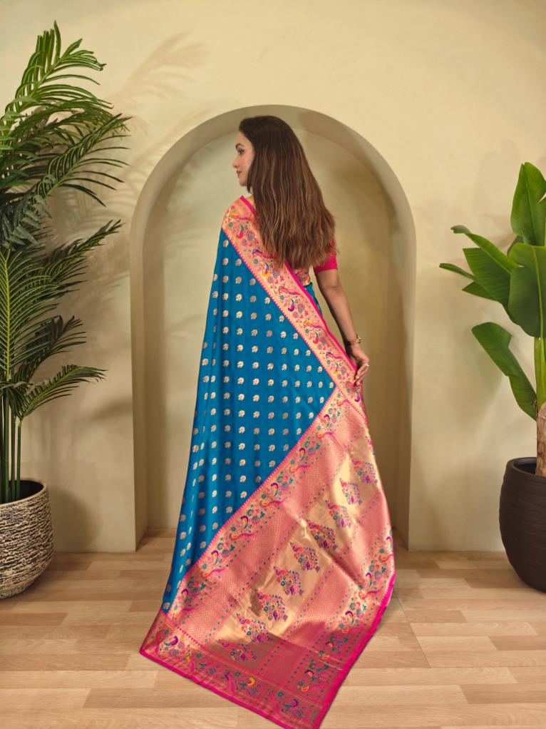 Paithani Silk Traditional Zari Weaving Rich Pallu Saree
