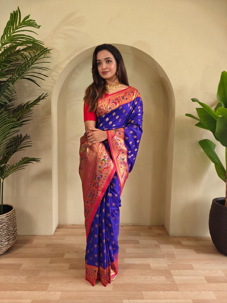Paithani Silk Traditional Zari Weaving Rich Pallu Saree