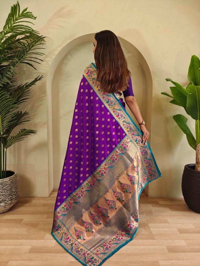 Paithani Silk Traditional Zari Weaving Rich Pallu Saree