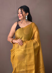 Royal Tissue Silk Zari Weaving & Mango Border Saree