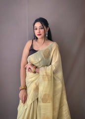 Royal Tissue Silk Zari Weaving & Mango Border Saree