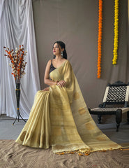 Royal Tissue Silk Zari Weaving & Mango Border Saree