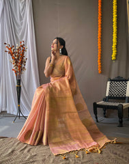 Royal Tissue Silk Zari Weaving & Mango Border Saree