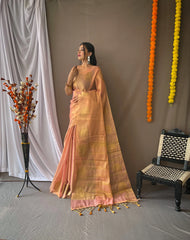 Royal Tissue Silk Zari Weaving & Mango Border Saree