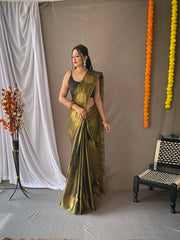 Royal Tissue Silk Zari Weaving & Mango Border Saree